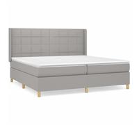 Lit À Sommier Tapissier Avec Matelas Gris Clair 200x200cm Tissu Gris