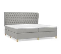 Lit À Sommier Tapissier Avec Matelas Gris Clair 200x200cm Tissu Gris