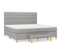 Lit À Sommier Tapissier Avec Matelas Gris Clair 200x200cm Tissu Gris