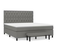Lit À Sommier Tapissier Avec Matelas Gris Foncé 160x200cm Tissu Gris