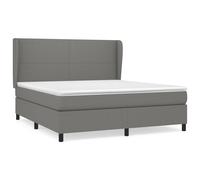 Lit À Sommier Tapissier Avec Matelas Gris Foncé 160x200cm Tissu Gris