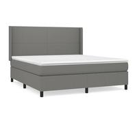 Lit À Sommier Tapissier Avec Matelas Gris Foncé 160x200cm Tissu