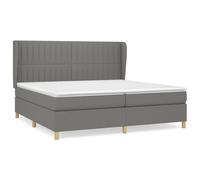 Lit À Sommier Tapissier Avec Matelas Gris Foncé 200x200cm Tissu Gris