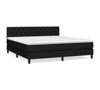 Lit À Sommier Tapissier Avec Matelas Noir 160x200 Cm Tissu Noir