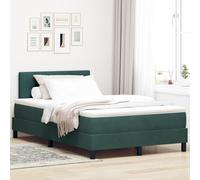 Lit à sommier tapissier avec matelas, vert foncé, 120 x 200 cm, en velours, meuble de chambre de luxe, idéal pour un sommeil réparateur