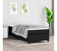 Lit à sommier tapissier complet avec matelas, surmatelas et cadre de lit 80 x 200 cm, lit rembourré en tissu noir pour chambre à coucher, plateforme durable pour un sommeil réparateur