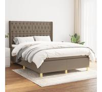 Lit à sommier tapissier confortable avec matelas, tête de lit et surmatelas, housse en tissu taupe, 140 x 200 cm, ensemble complet de meubles de chambre à coucher, cadre de lit stable pour une détente