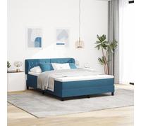 Lit à sommier tapissier de luxe avec matelas à ressorts ensachés, 160 x 200 cm, housse en velours bleu foncé, idéal pour un sommeil réparateur dans la chambre à coucher