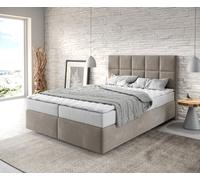 Lit à sommier tapissier Dream-Fine 140x200 Microfibre Beige
