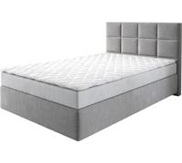 Lit à sommier tapissier Dream-Fine Microfibre Gris 120x200 avec Matelas et surmatelas