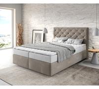 Lit à sommier tapissier Dream-Great 140x200 Microfibre Beige