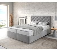 Lit à sommier tapissier Dream-Great 140x200 Microfibre gris