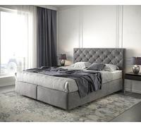 Lit-à-sommier-tapissier Dream-Great 160x200 cm en microfibre taupe