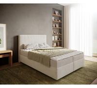 Lit-à-sommier-tapissier Dream-Well 140x200 cm Bou rème-Blanc avec matelas et surmatelas