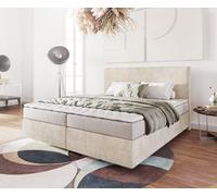 Lit-à-sommier-tapissier Dream-Well 180x200 cm Velours côtelé Beige avec matelas et surmatelas