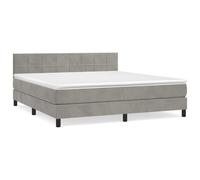 Lit À Sommier Tapissier Et Matelas Gris Clair 160x200cm Velours Gris