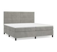 Lit À Sommier Tapissier Et Matelas Gris Clair 200x200cm Velours Gris