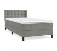 Lit À Sommier Tapissier Et Matelas Gris Clair 80x200 Cm Velours Gris