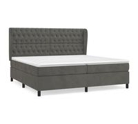Lit À Sommier Tapissier Et Matelas Gris Foncé 200x200cm Velours Gris