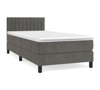 Lit à sommier tapissier et matelas Gris foncé 80x200 cm Velours