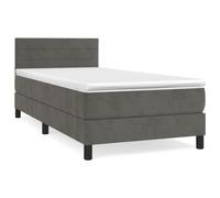 Lit À Sommier Tapissier Et Matelas Gris Foncé 80x200 Cm Velours Gris