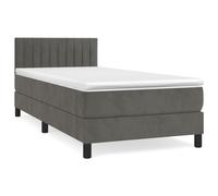 Lit À Sommier Tapissier Et Matelas Gris Foncé 80x200 Cm Velours Gris