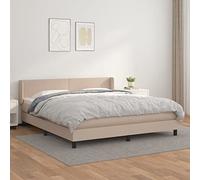 Lit à sommier tapissier, marron cappuccino, 180 x 200 cm, en cuir synthétique, avec tête de lit réglable, ressorts ensachés et surmatelas, cadre stable pour un sommeil réparateur.