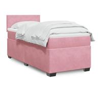 Lit à sommier tapissier, rose, 80 x 200 cm, en tissu velours, avec matelas à ressorts ensachés, surmatelas et éclairage LED, pour chambre à coucher, lit capitonné avec tête de lit