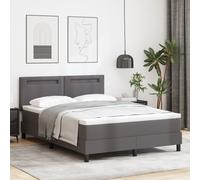Lit À Sommier Vidaxl Avec Matelas Gris 160x200 Cm En Simili Cuir, Tête De Lit Vidaxl Design Simple Gris 160 Cm En Simili Cuir Gris