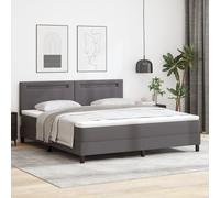 Lit À Sommier Vidaxl Avec Matelas Gris Super King En Simili Cuir, Tête De Lit Vidaxl Design Simple Gris 180 Cm En Simili Cuir Gris