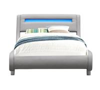 Lit adule 120x190 - Sommier + Tête de Lit Incurvée + 6 Pieds en 5 cm - Couleur GRIS