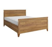 Lit adule double 160x200 lit 2 places coloris Mélèze doré - Longueur 204,5 x Profondeur 165,5 x Hauteur 78,5-102,5 cm