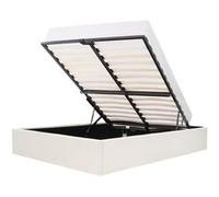 Lit adulte 140 x 190 cm + coffre de rangement - Tissu gris beige -