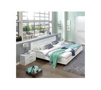 Lit adulte 140 x 200 cm en chrome sans sommier pour 2 personnes de couleur blanc
