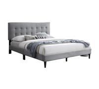 Lit adulte 140x200/160x200 cm - Lit rembourré avec sommier - Lit double 200x140cm - Tête de lit matelassée - Tissu 250 g/m² - Gris