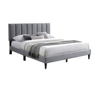 Lit adulte 140x200 / 160x200 cm- Lit rembourré avec sommier - Lit double 200x140cm - Tête de lit surpiquée - Tissu 250 g/m² - Gris