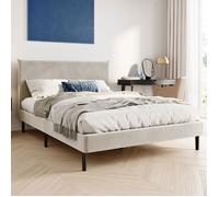 Lit adulte 140x200 / 160x200cm - Tissu cord - Structure de lit double - Sommier inclus - Lit capitonné moderne - Beige