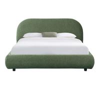 HOMIFAB Lit Adulte 160x200 cm avec sommier et tête de lit matelassée en Tissu bouclé Vert Kaki - Maddie