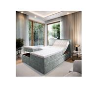 Lit adulte 160x200 POSITANO - ensemble relaxation électrique en tissu gris clair