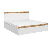 Lit adulte 180 x 200 lit 2 places avec 2 tiroirs sur roues, Blanc/Chêne wotan - Longueur 204,5 x Profondeur 189 x Hauteur 40,5-100,5 cm - -