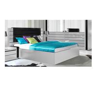 Lit adulte 180cm design LINA blanc et noir brillant + tête de lit en simili cuir 200 Blanc