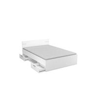 Lit adulte 2 tiroirs - MICHIGAN - Blanc - 140 x 200 cm -