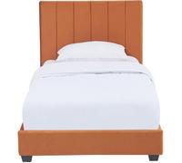 Lit adulte 90x190 cm avec tête de lit capitonnée en velours terracotta - William