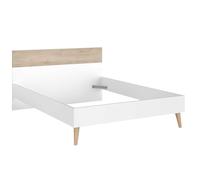 Lit adulte - AALBORG - 160 x 200 cm - Blanc / Chene - PARISOT