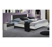 Lit adulte avec 2 chevets 160 X 200 cm coloris blanc/anthracite -PEGANE- blanc/anthracite