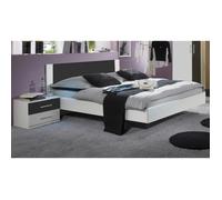 Lit adulte avec 2 chevets 180 X 200 cm - PEGANE - Blanc - Contemporain - Avec tiroirs - A monter soi-même