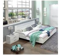 Lit adulte avec 2 chevets coloris blanc - Dim: 160 x 200 cm - PEGANE -