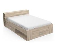 Lit adulte coloris chêne kronberg - longueur 150 x profondeur 217 x hauteur 74 cm Chêne kronberg