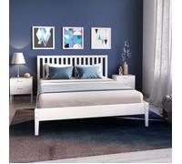 Lit adulte contemporain en bois massif blanc laqué - Weber Industries - Parker - 160x200 cm