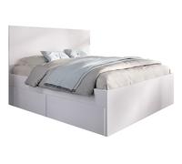 Lit adulte, couchage 140x190 cm avec 4 tiroirs coloris blanc - Longueur 145 x Profondeur 195 x Hauteur 100 cm